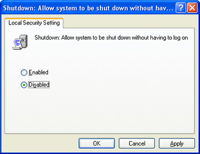 Prevent Log Off And Shutdown Of A Windows XP Computer