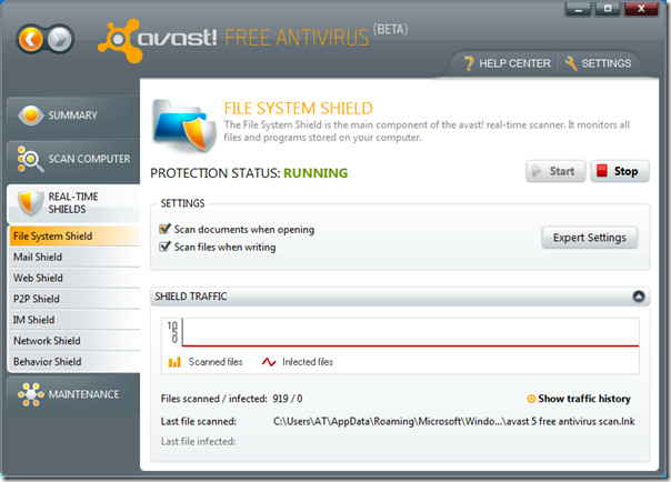 avast webshield not working on windwos vista