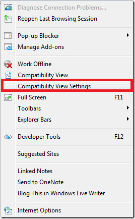 how to keep compatibility view on ie 10