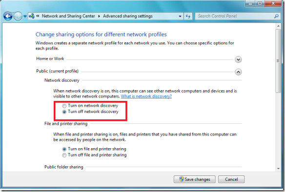 Enable Disable Windows Network Discovery