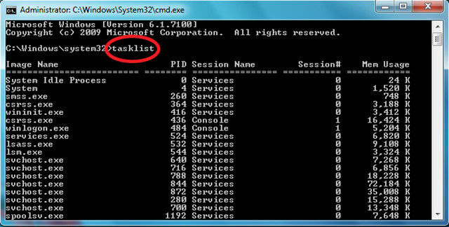 Kill Processes From The Command Prompt In Windows 7