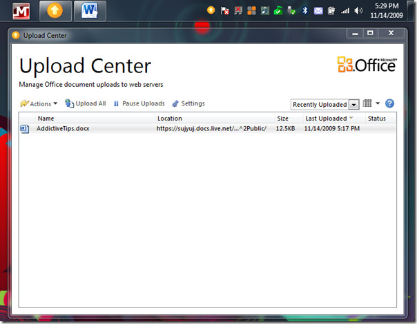 Upload center