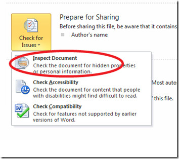 how to disable print document properties word 2010