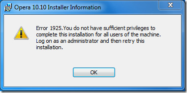 Opera error standardanvändare