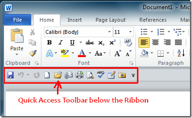 Office 2010 Quick Access Toolbar