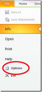 Outlook 2010 Options