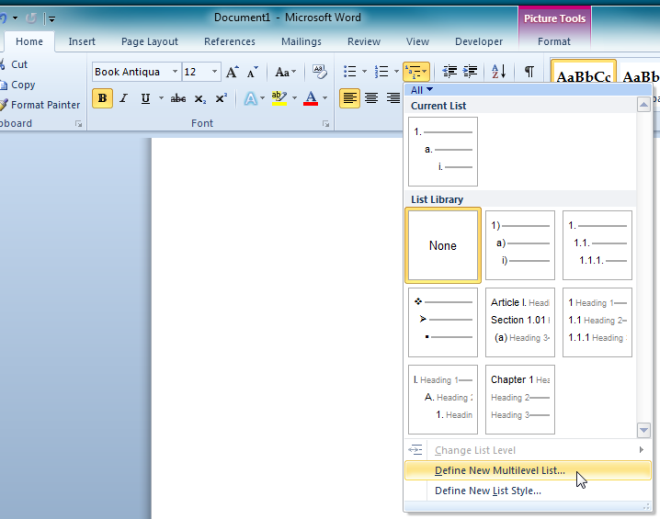 Customize Multi Level List In Word 2010