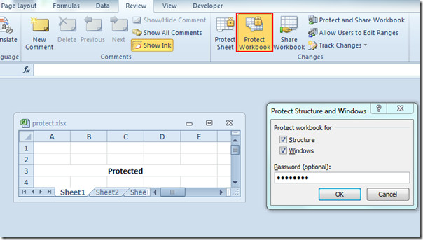 password protect cells in excel 2013