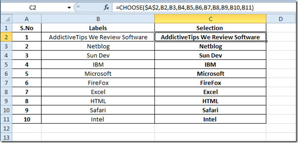 table choose