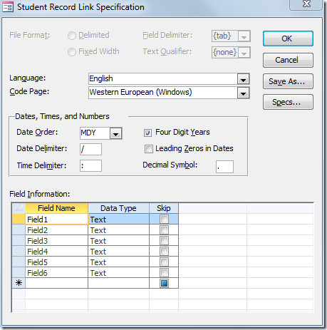 Import & Link HTML Datasheet In Access 2010