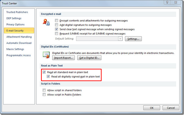 Read Email As Plain Text In Outlook 2010