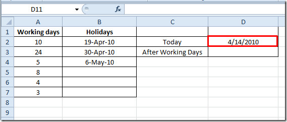 how to insert current date in excel 2010