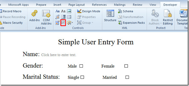 Add A Check Box Word Personic