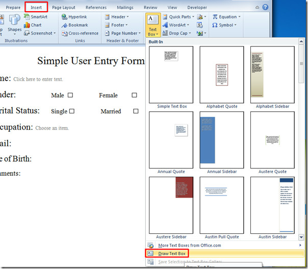 How To Insert Text Form Field Word 2013 Tipswave