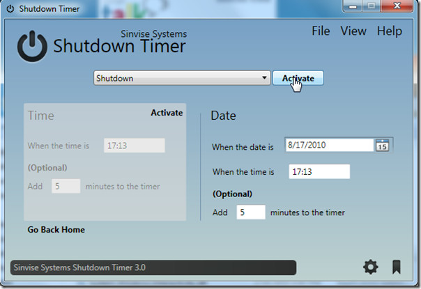 windows 10 shutdown timer ui