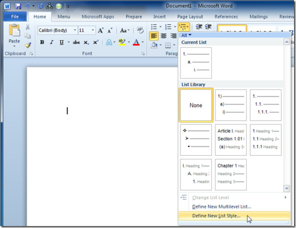 How To Start A New List In Word