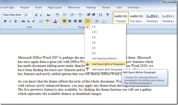 How To Add Space Before Text In Word