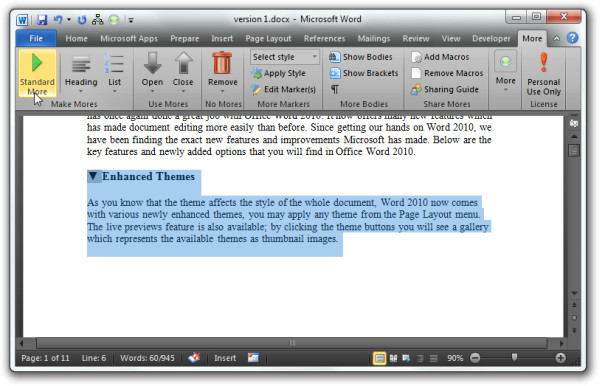 Insert Collapse Expand Options In Word Document More Add in 