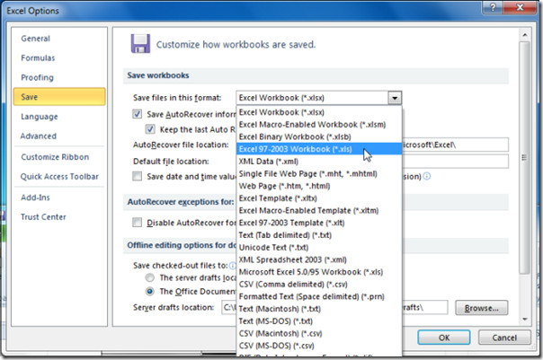 Excel 2010 How To Always Save In Excel 2003 Format XLS 