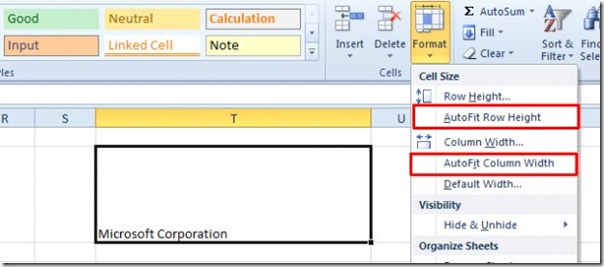 Excel 2010 How To Fit Column Row Height Width