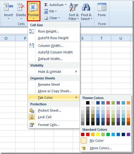 How To Change Sheet Tab Color In Excel 2010