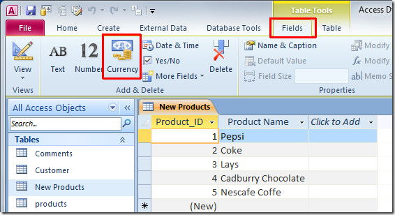 Access 2010 Add Field For Currency Number Format