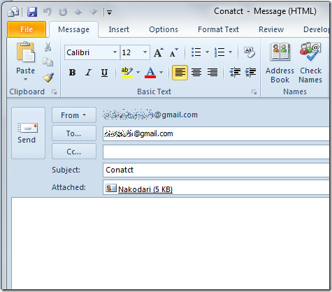 Outlook 2010: Quickly Send Contact Details via Email