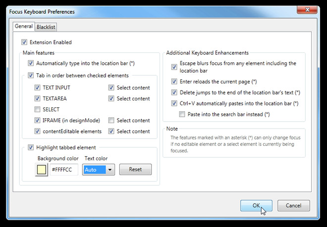 Focus Keyboard Preferences