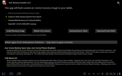 Recovery installation tool. Установить рекавери на Acer a701. Custom and stock Recovery.