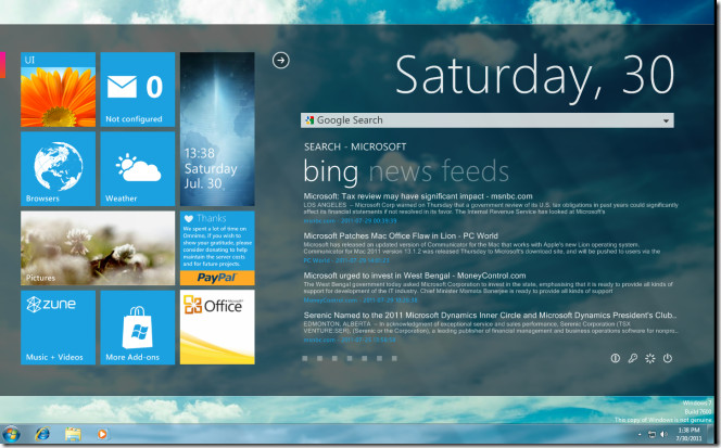 Get Windows 8 Start Screen with Omnimo Rainmeter Skin