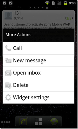 GO SMS Widget Displays Your Text Messages On Your Android Home Screen