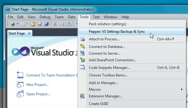 Backup & Sync Visual Studio 2010 Settings File (vssettings) - Pepper