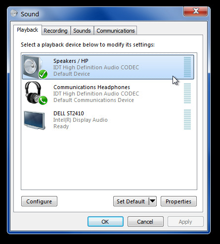 realtek audio driver windows 7 change default