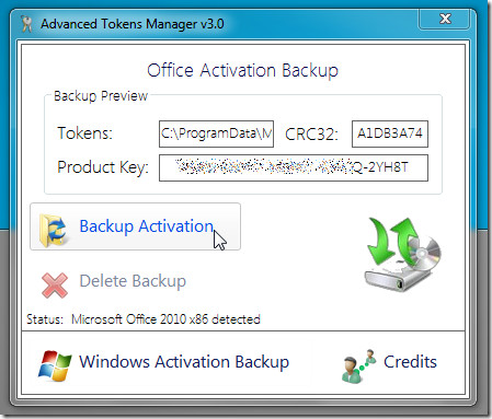 Backup And Restore Ms Office 2010 & Windows 7 Activation Tokens