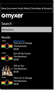 Myxer for WP7 Search