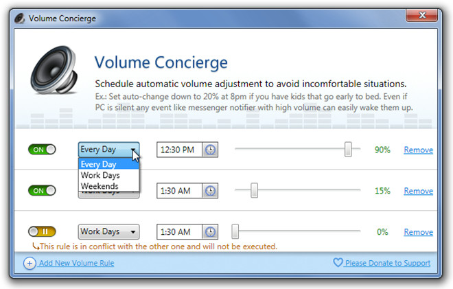 Volume Concierge Multiple Schedules