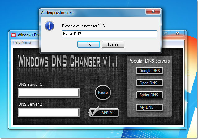 Днс виндовс. DNS Changer для ПК. Sprint DNS.