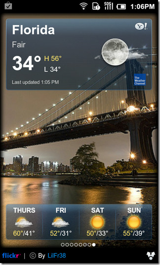 Yahoo! Weather App Updated With Flickr Images, Widget & More [Android]