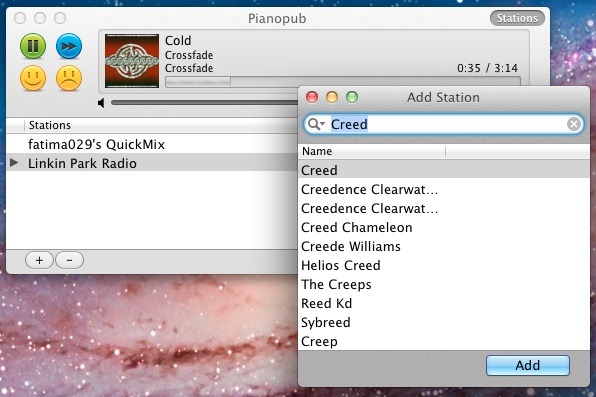 how to add stations to pandora on mac