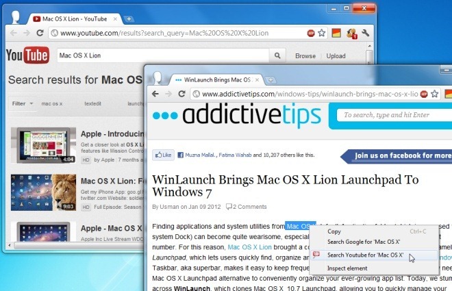 Search Highlighted Text On YouTube From Context Menu Chrome 