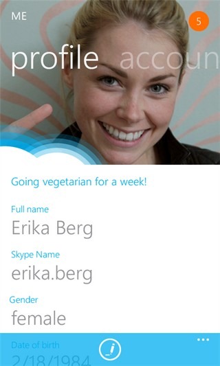 Skype WP7 Profile