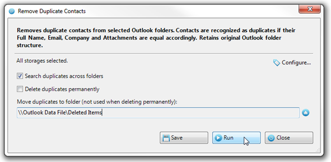 find eliminate duplicates in outlook contacts
