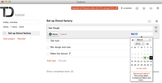 set time on todoist mac app