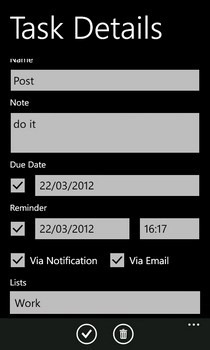 Wunderlist WP7 Details