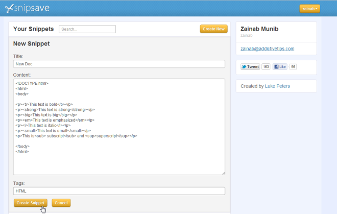 create-save-online-code-snippets-with-tagging-support