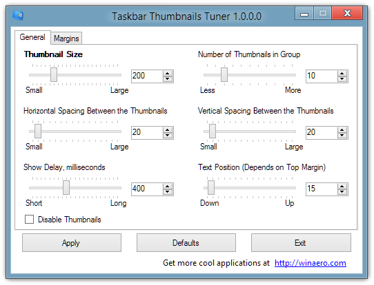 Taskbar Thumbnails Tuner 1.0.0.0