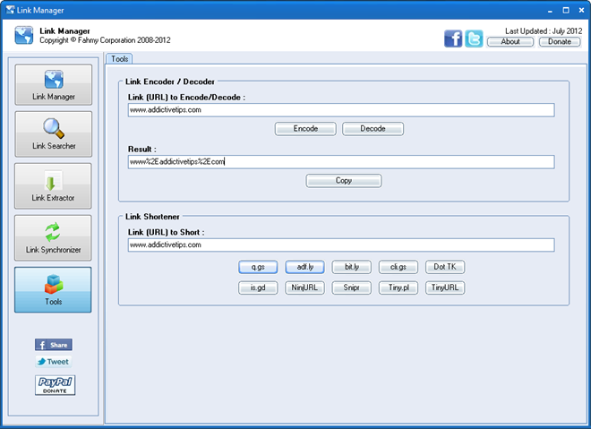 Organize, Extract, Shorten And Share Links Using FCorp Link Manager