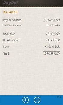 PayPal WP7 Balance