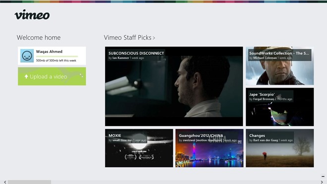 Vimeo for Windows 8