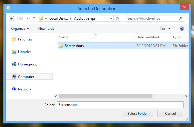 windows 8 screenshot folder